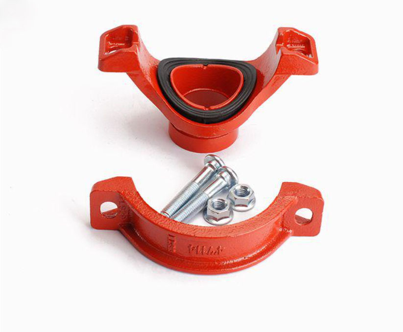 消防管件沟槽式刚性卡箍丝扣机械三通dn100*25-80