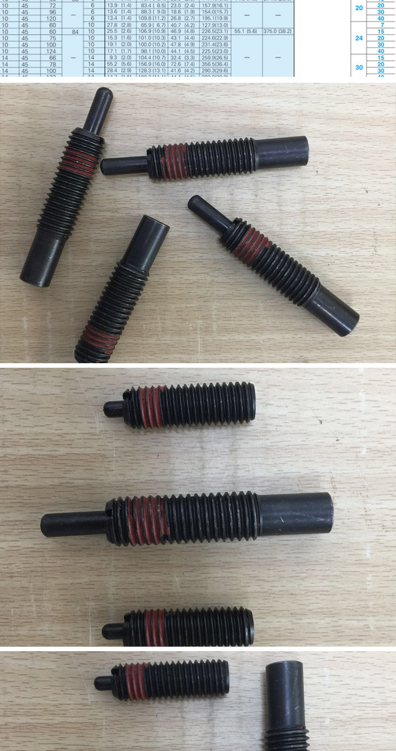 模具配件弹簧柱塞顶丝定位柱弹簧伸缩销弹顶销替换米思米pjh10-10