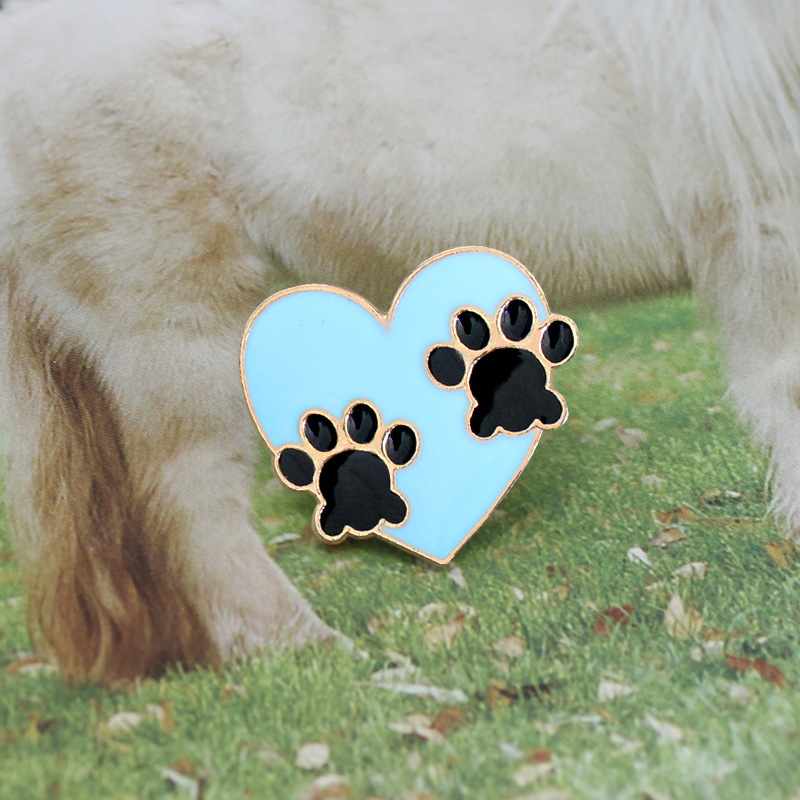 欧美饰品三色猫爪狗爪动物爱好者脚印珐琅夹克胸针批发