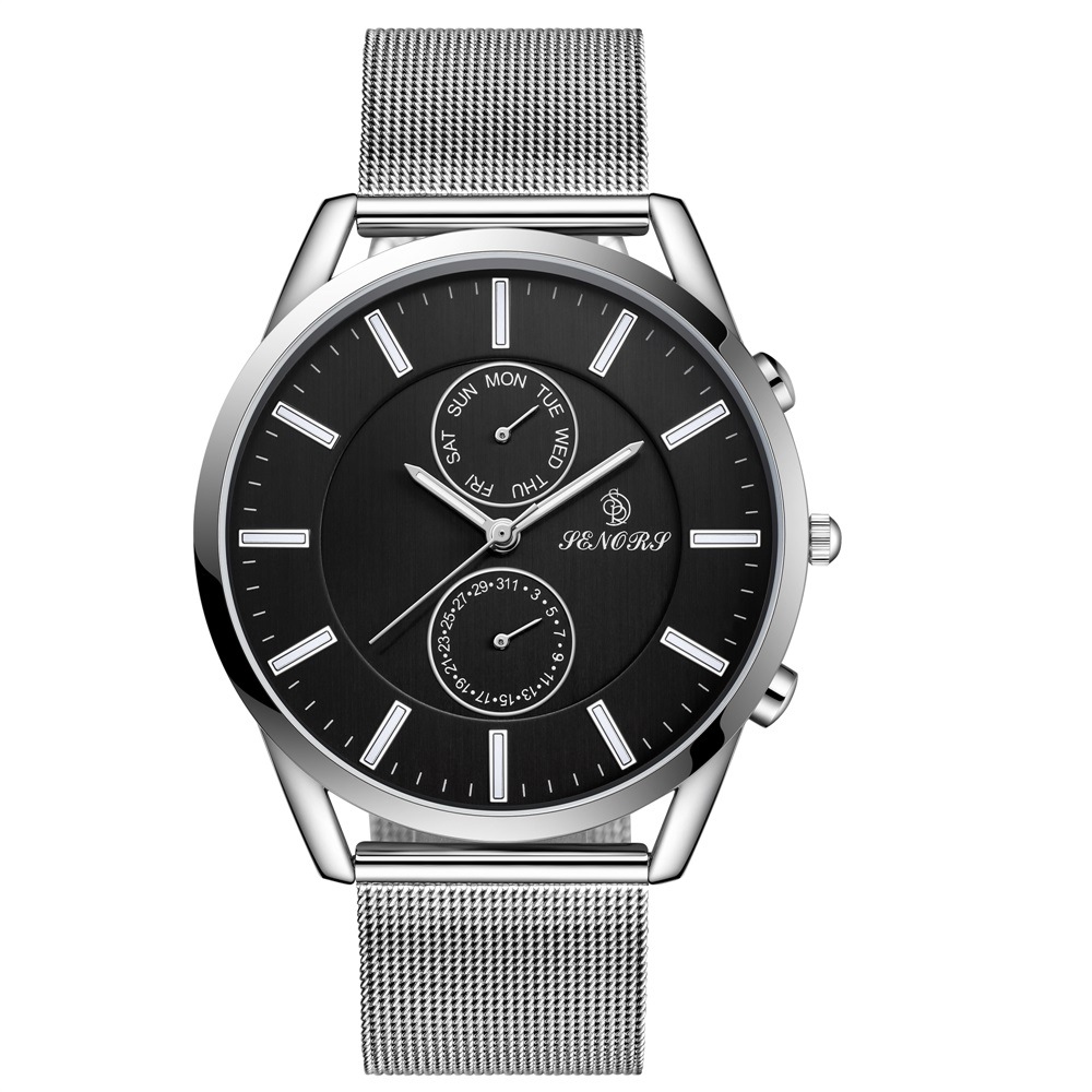 跨境电商多功能石英手表赛娜斯sn044时尚超薄防水男士手表