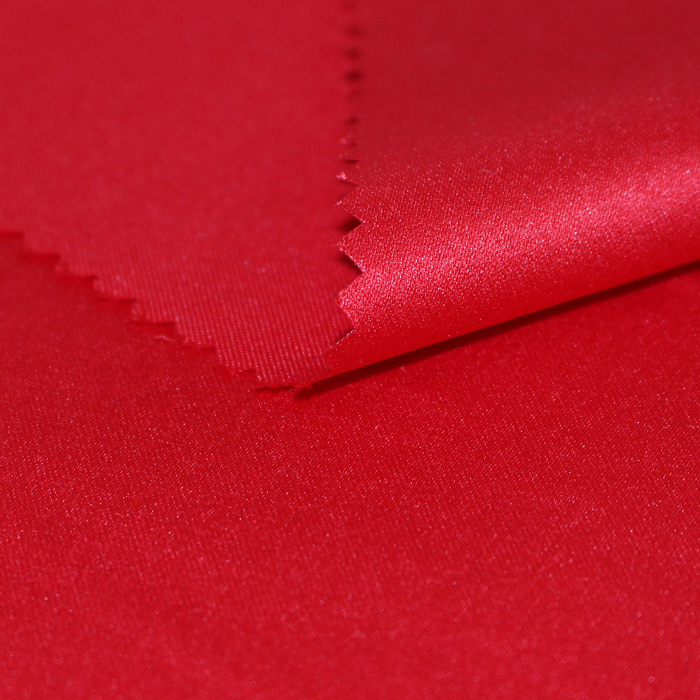 50d*50d有光色丁礼服面料贡缎亮面缎纹涤纶绸缎面料