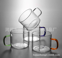 日式带把玻璃品茶杯耐高温品杯耐热透明功夫小杯子个性大号闻香杯