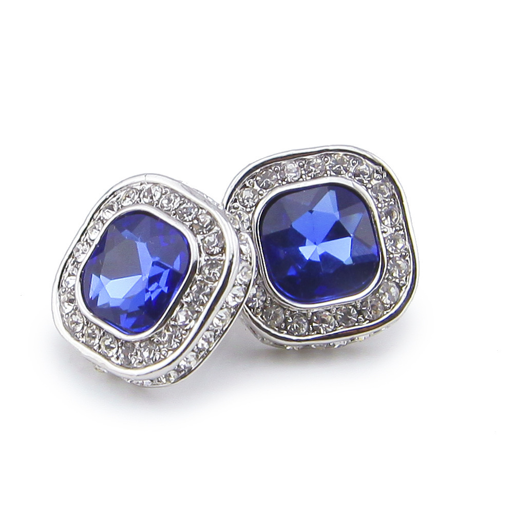 新款男士hiphop宝石耳钉bling冰蓝红宝石批发热卖嘻哈耳钉