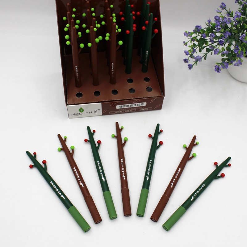 批发一枝笔小树创意造型钢笔可替墨囊式钢笔学生练字钢笔办公文具