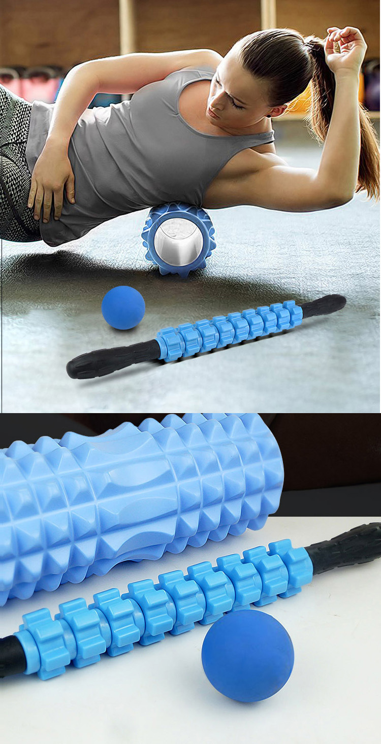 健身按摩棒肌肉放松瑜伽按摩棒瘦腿滚轴齿轮健身棒工具健身按摩棒