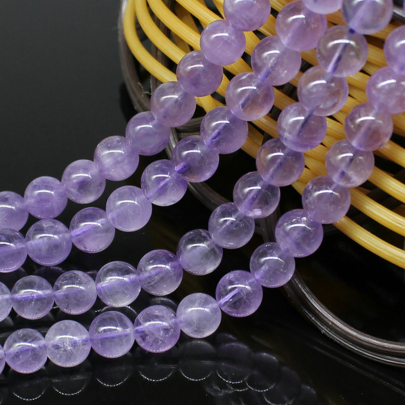 散手链熏衣草批发串珠diy珠子紫水晶水晶配饰珠圆珠玉色紫衣草天