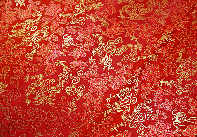 中国风龙 厂家直销 小龙满地龙织锦缎 服装面料唐装包装缎面布料
