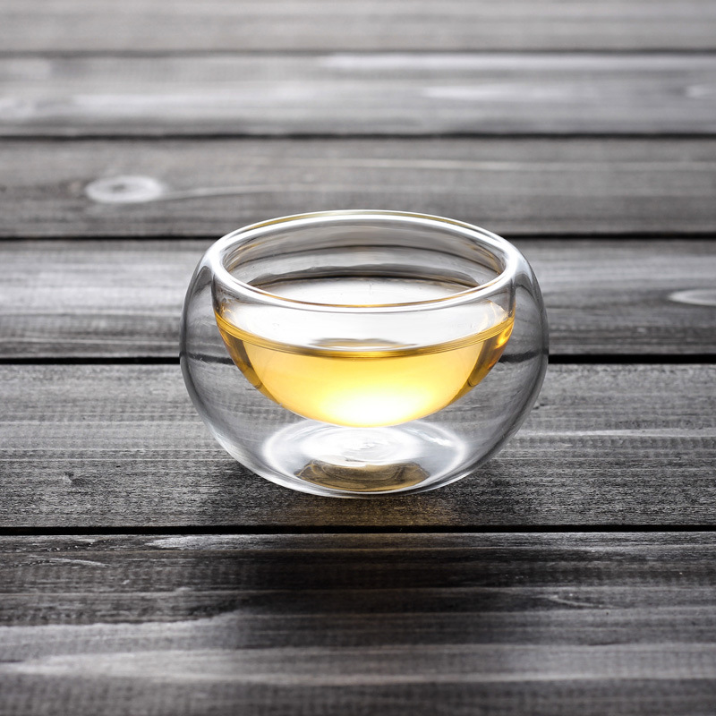 生产供应 双层玻璃小茶杯100ml 透明功夫茶具防烫品茗杯家用品杯