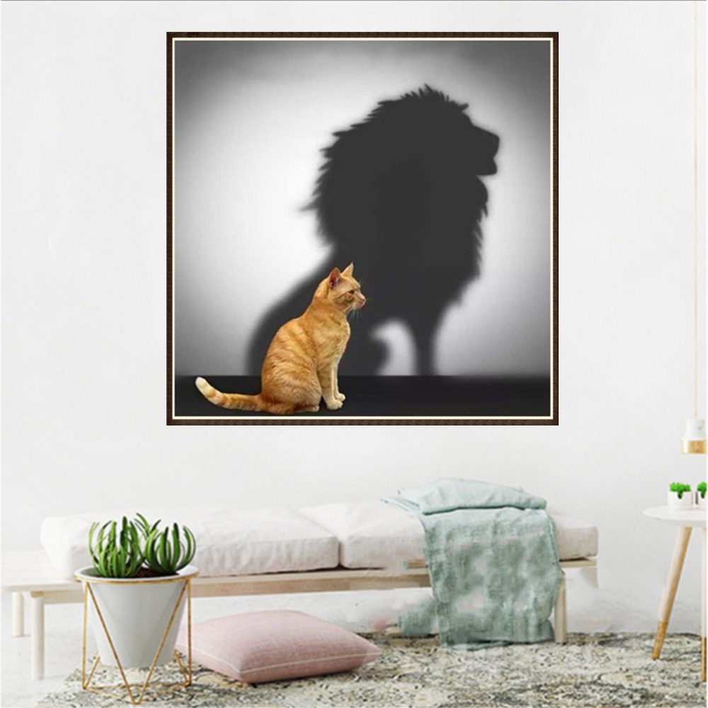 新款亚马逊速卖通爆款钻石画倒影狮子满钻