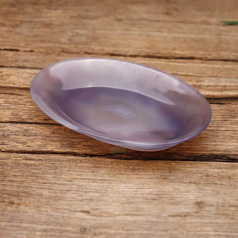 申子玉魂 天然玛瑙手工雕刻玛瑙素盘