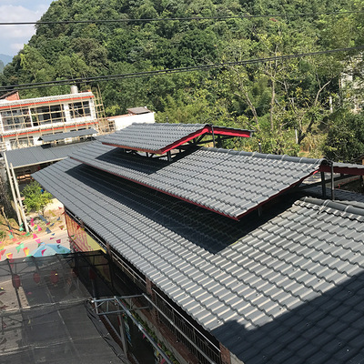 沃邦新品聚酯瓦 塑料仿古瓦树脂 佛山合成树脂瓦塑料瓦片屋顶定制