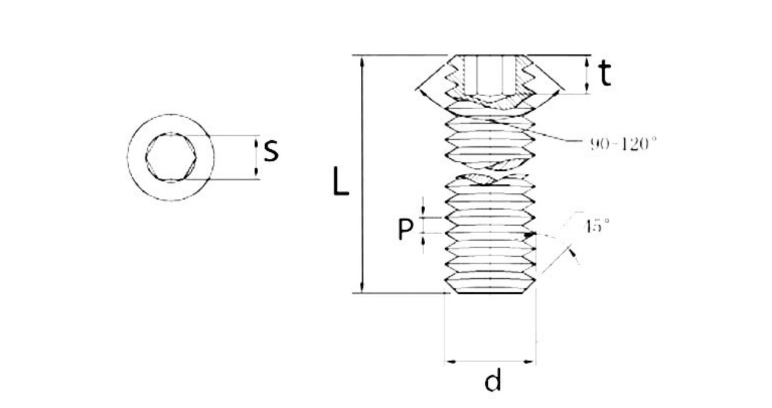 din916 304不锈钢凹端面内六角紧定机米螺钉无头螺丝顶丝m1.6-m6