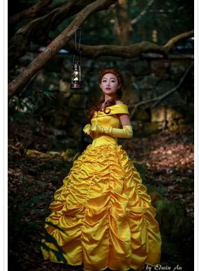 新款万圣节服装 贝儿公主裙 成人美女与野兽贝尔公主舞台演出服