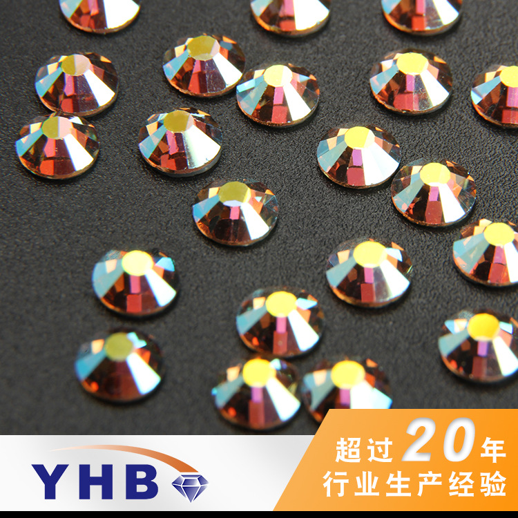 Yhb Specializes in Producing Clothing Accessories Colorful Crystals Light Yellow Satin Color round Magic Color AB DIY Ornament Accessories Glass Drill