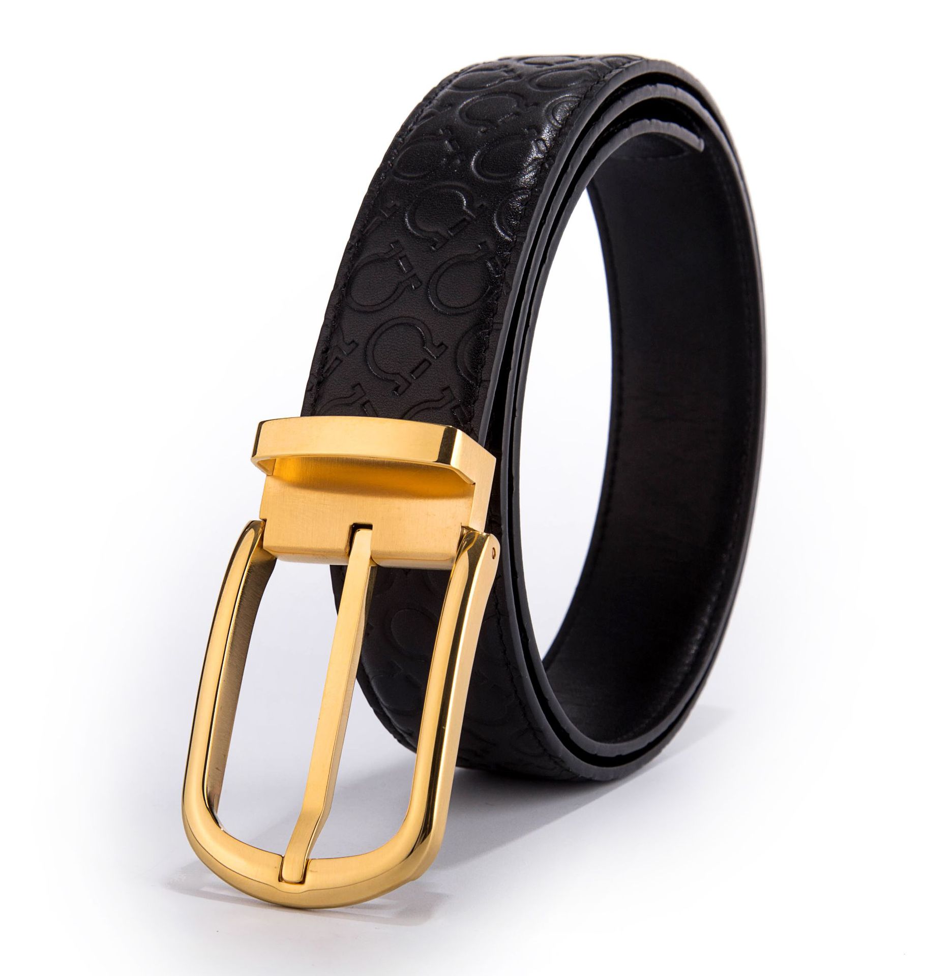 真皮腰带_男士钢扣真皮腰带 高端 原版纹头层牛皮针扣 - 阿里巴巴