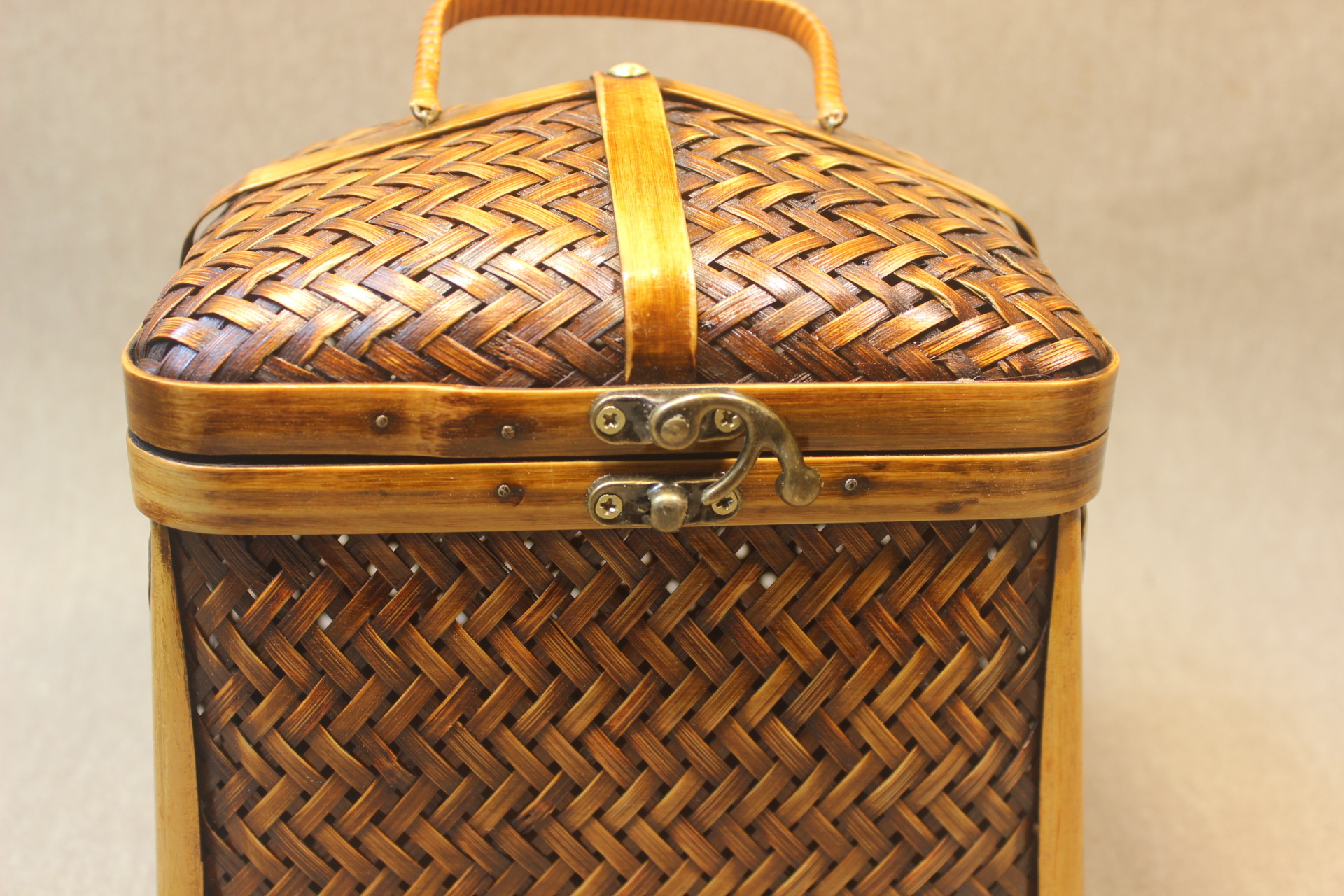 手工竹编普洱收纳盒 日式禅意茶桌筐编织竹手提篮竹制工艺品