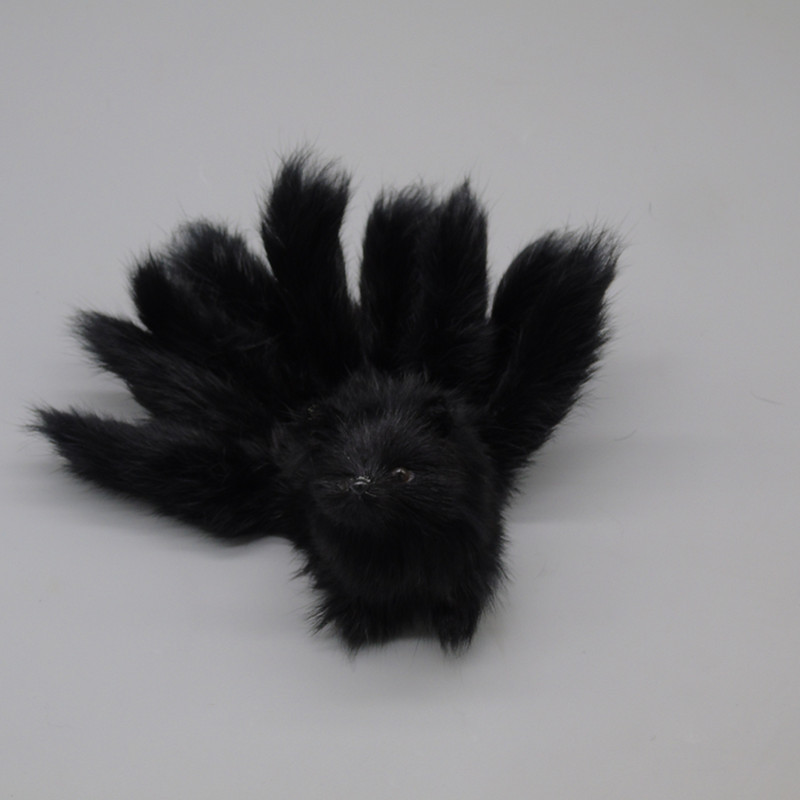 仿真九尾狐定做仿真狐狸家居摆件仿毛动物黑九尾狐情人节狐仙