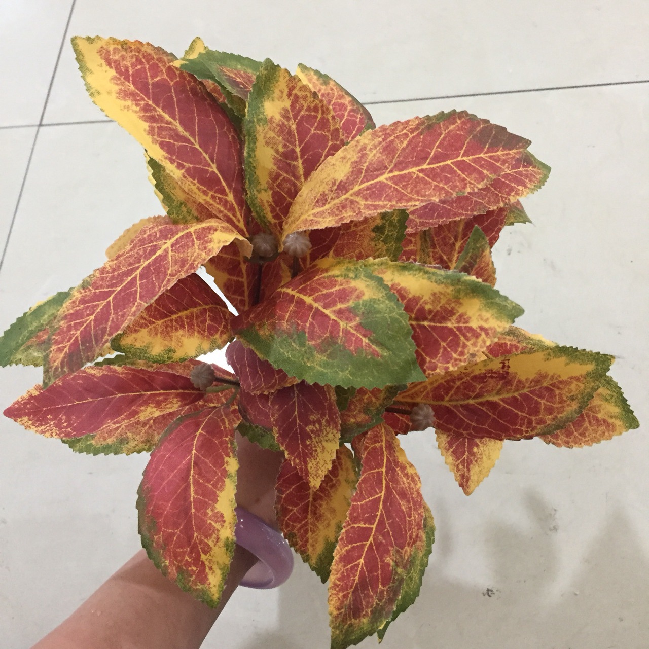 仿真植物仿真叶子秋色枇杷叶双色颜色超仿真秋色