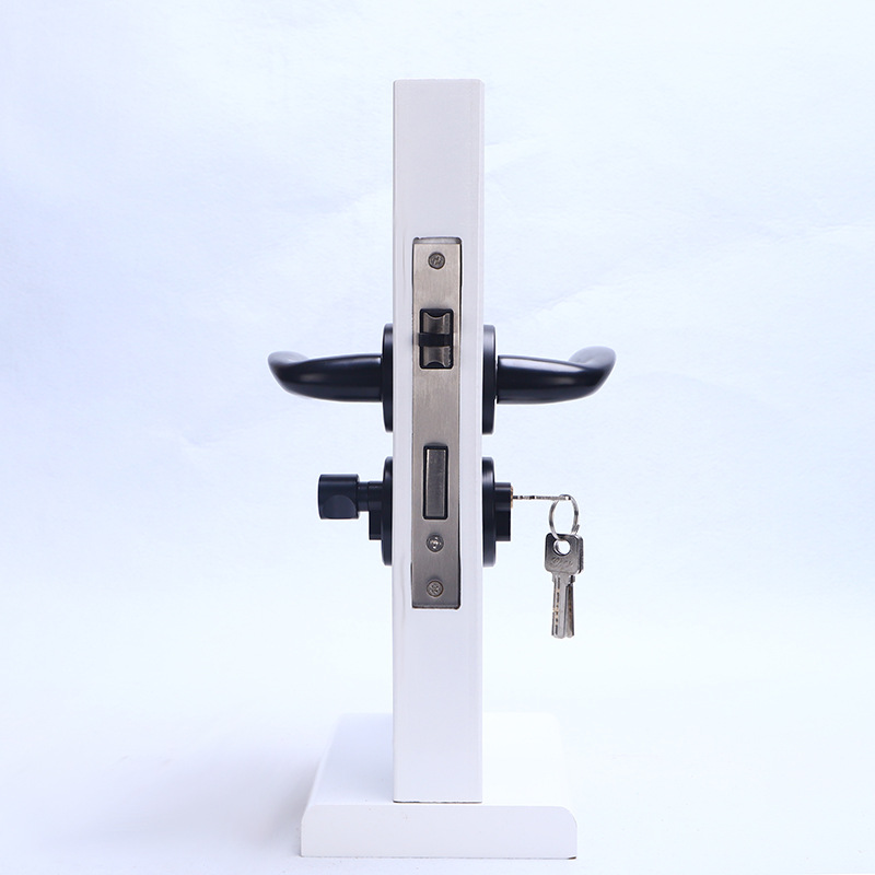 五金锁具通用黑色执手锁室内卧室防盗机械门锁分体式静音门锁批发