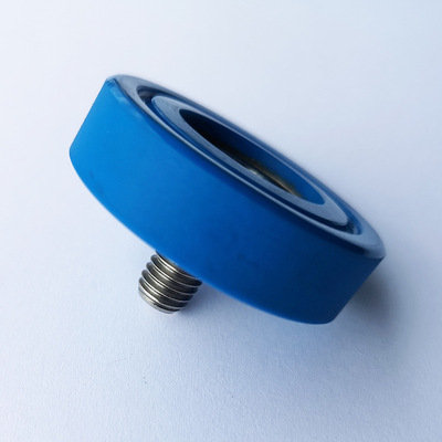 聚氨酯包胶轴承滚轮带轴包胶轴承聚氨脂pu轮滚轮带轴厂家直销