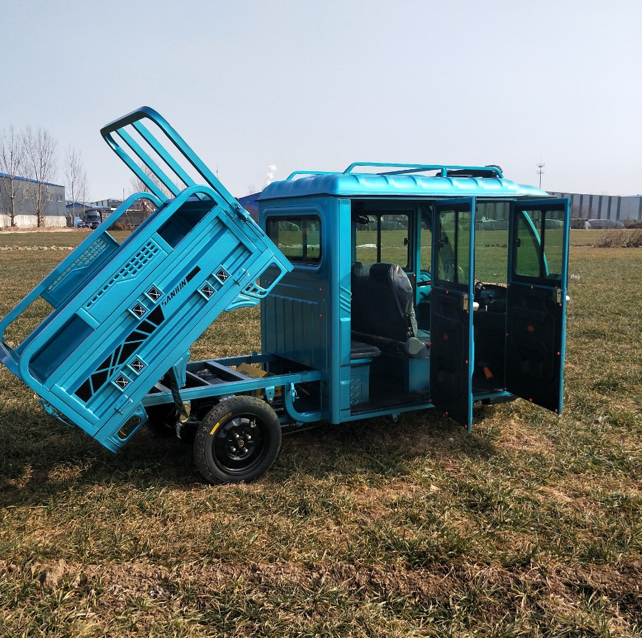 客货两用半封闭式电动三轮车载客拉货半棚电动三轮货车代步车接送