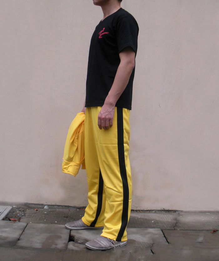 李小龙运动服套装 经典黄色分体服外套男士休闲时尚春秋翻领