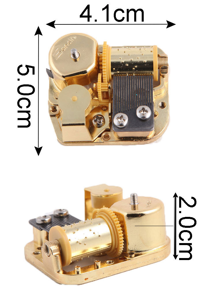 音乐盒配件顶部发条镀金机芯八音盒部件机械式镀金音乐铃机芯