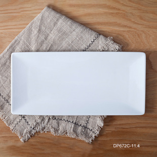 批发西餐厅陶瓷盘子白色长方形寿司托盘浅式11寸点心方盘定制logo