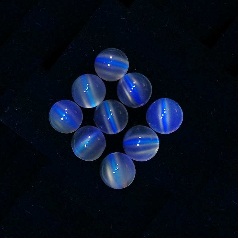 吊坠配石天然月光石猫眼圆形平底素面9.0mm天然裸石镶嵌厂家批发