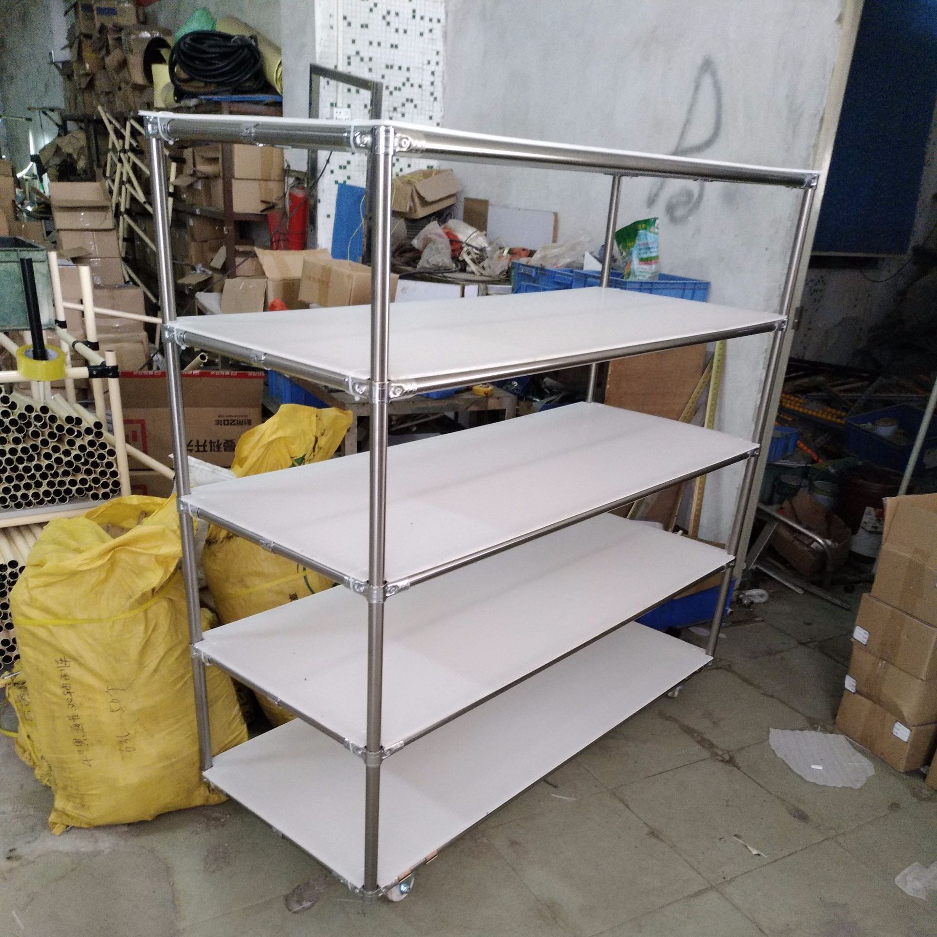 不锈钢精益管货架 线棒手推车 复合管货架 不锈钢样品架 可定做