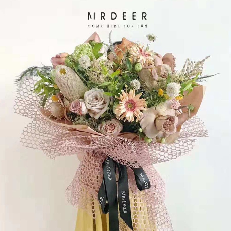 韩式镂空圆心网纱花束纱网包花纸鲜花包装材料鲜花礼品包装纸批发
