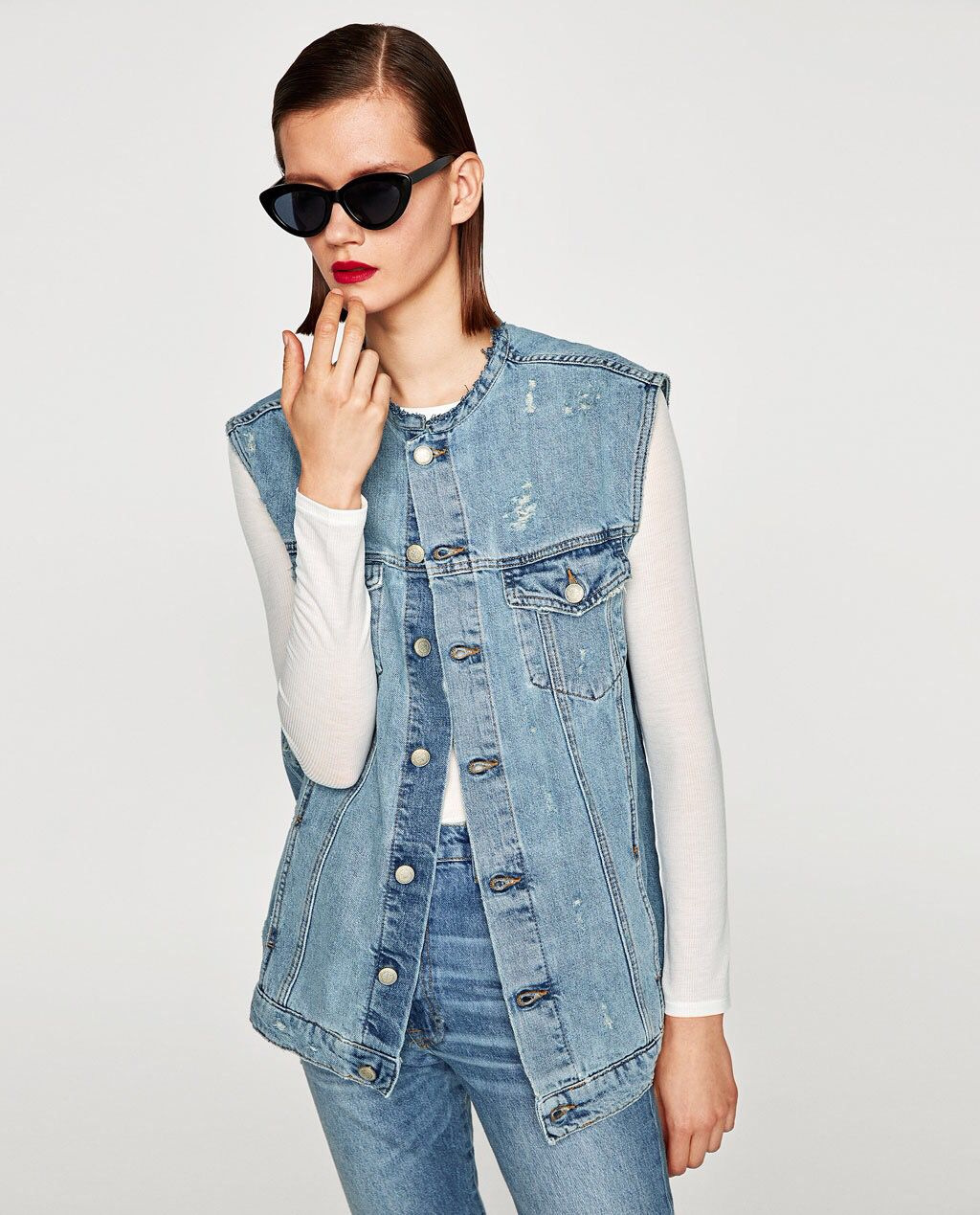 2018春夏女装磨破牛仔背心马甲女