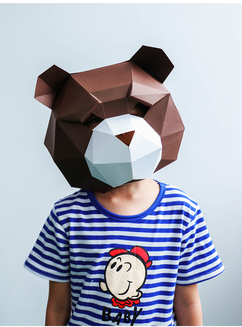 厂家直销 泰迪熊手工创意面具 搞怪场景道具diy