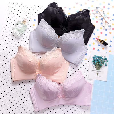 丝绸缎洛丽塔文胸刺绣内衣复古按摩罩杯聚拢深v蕾丝奢华少女t191