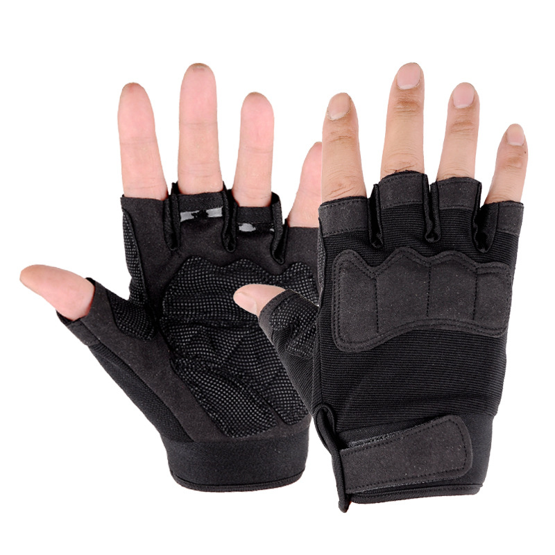 Men's and Women's Outdoor Sports Hard-Wearing Mountaineering Gloves Driving and Biking Special Forces Training Non-Slip Tactical Fighting Half Finger Hand