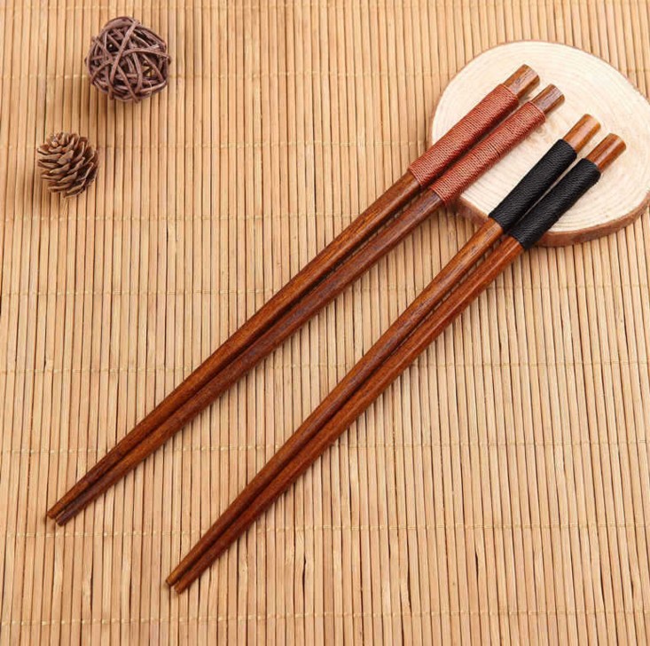 日式尖头筷 创意绕线实木筷子 家用筷子夫妻对筷实木餐具酒店专用