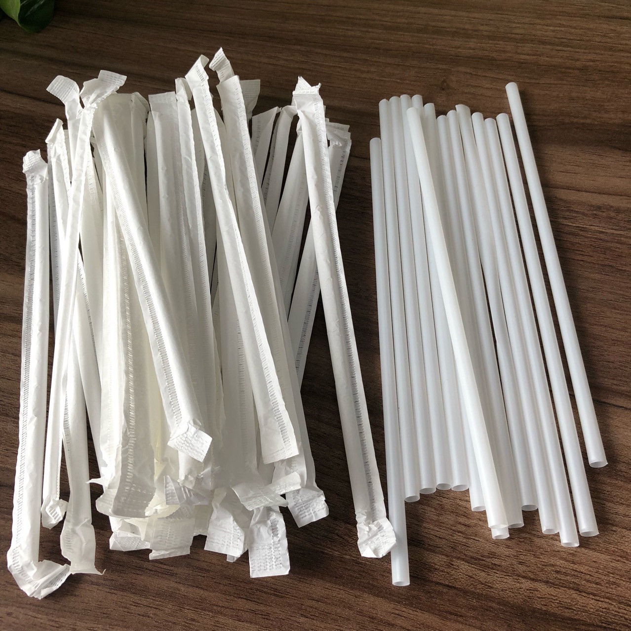 供应一次性奶茶杯吸管可降解pla斜口单只包装塑料管可印刷log现货