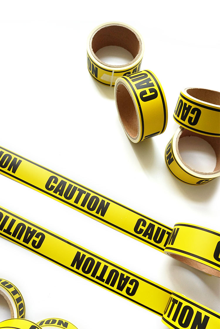 caution注意 防水行李箱贴纸警戒线警示长条贴纸危险贴纸箱贴 5米