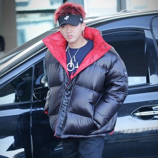 吴亦凡明星同款羽绒服女中长款oversize男情侣加厚工装双面穿外套