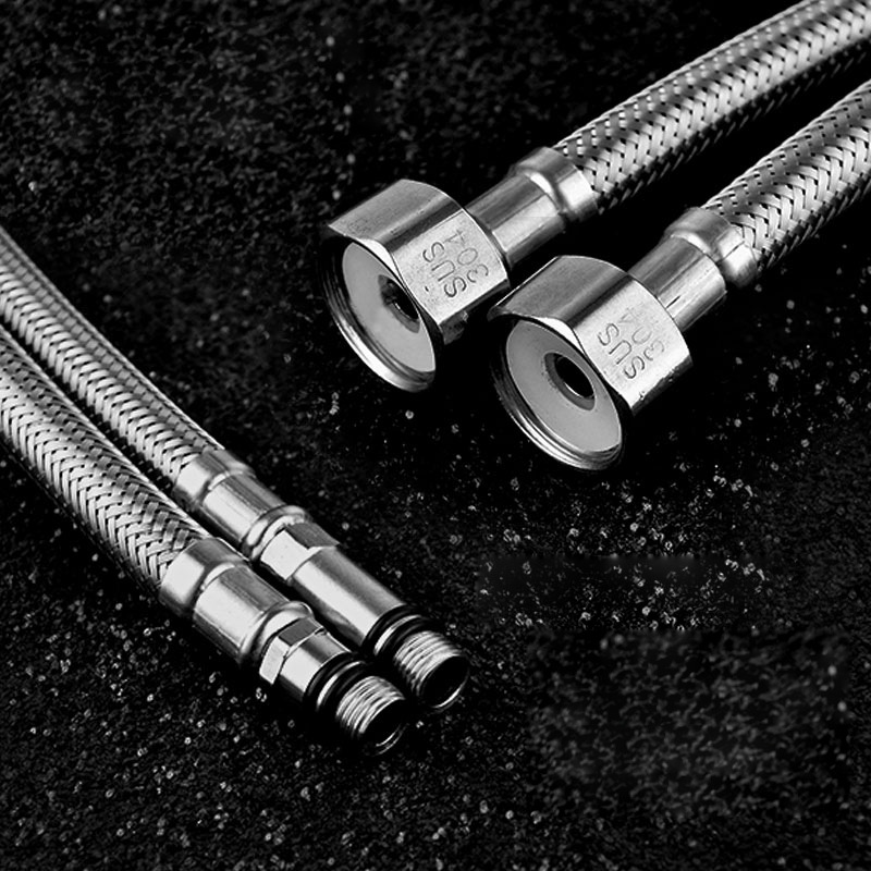 批发不锈钢编织冷热水龙头进水管尖头软管防爆通用配件4分60cm起