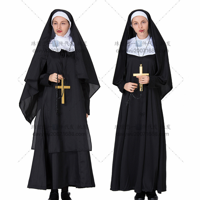 0成交225件万圣节服装性感修女衣服成人话剧圣母玛利亚牧师服化妆舞会