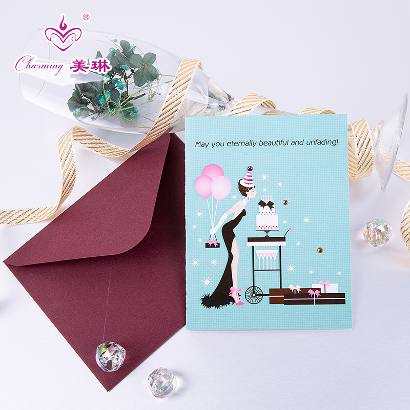 小清新生日留言卡生日祝福小卡片韩国创意女生女孩18岁生日贺卡