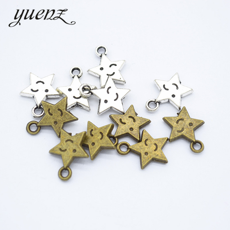 Yuenz Five-Pointed Star Alloy DIY Ornament Accessories Smiley Star Small Pendant Foreign Trade Hot Sale L326