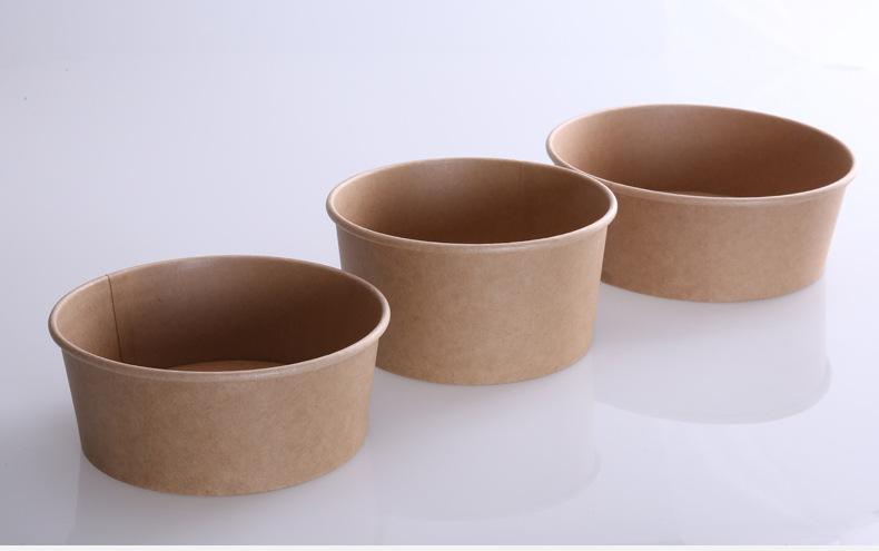 牛皮纸沙拉碗圆形甜品纸碗一次性水果外卖打包便当餐盒批发