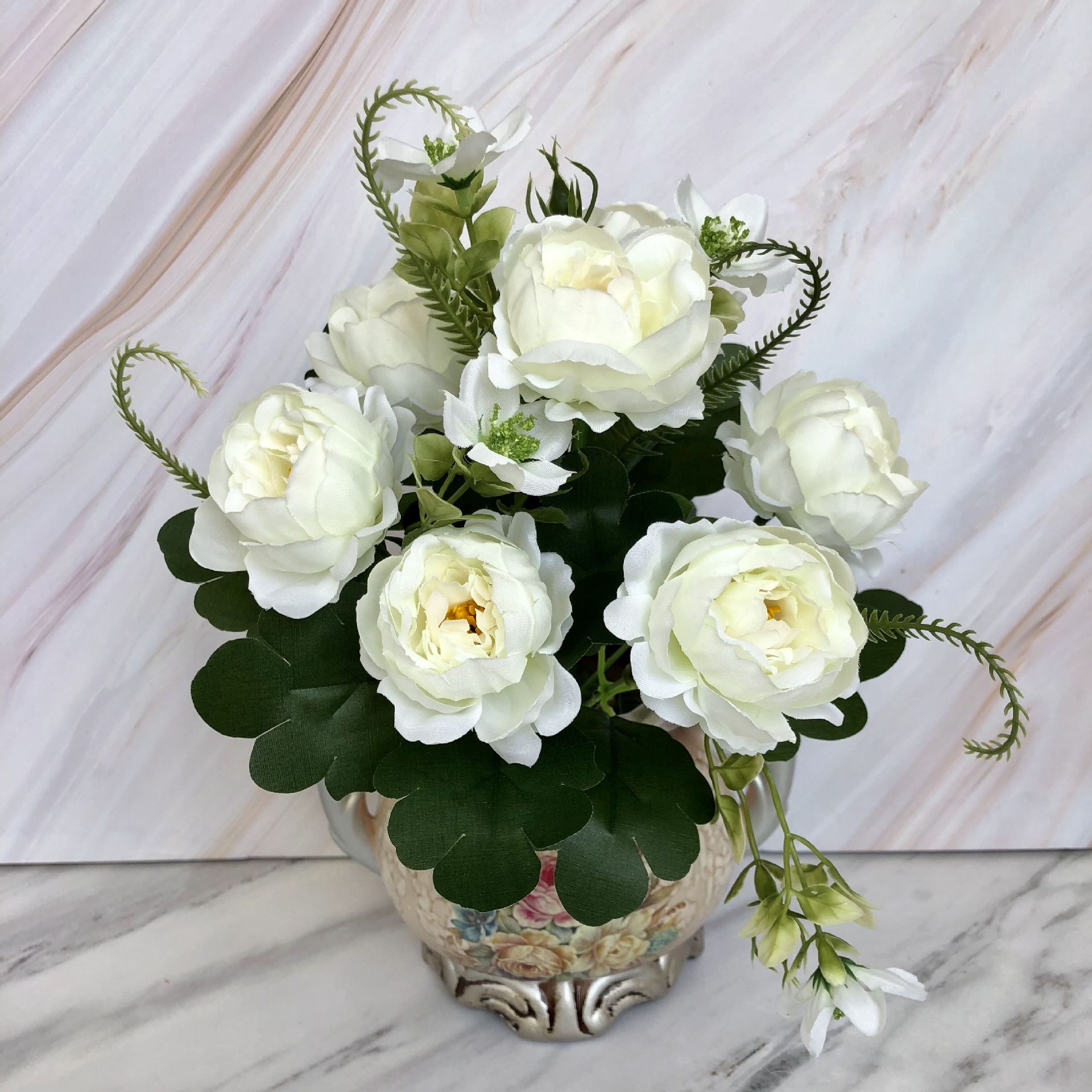 厂家直批婚庆仿真花新款花束7头富贵牡丹花高档假花装饰典礼花艺