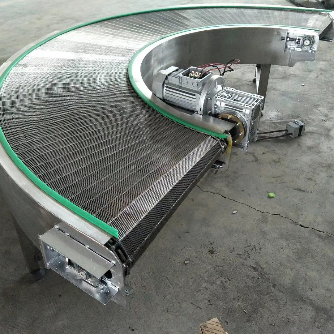 小型食品皮带转弯机90度穿杆输送机 180度环形不锈钢链板转弯机