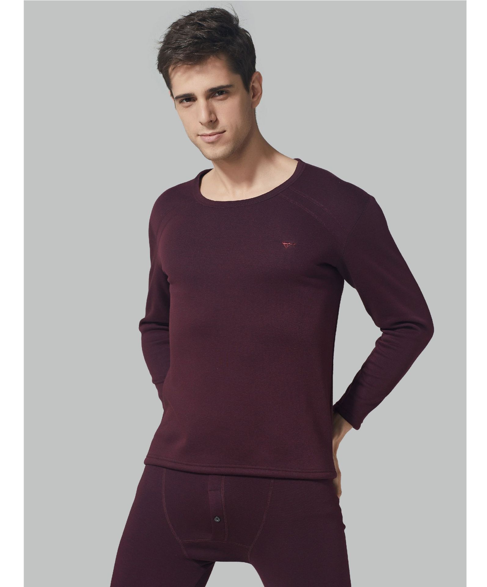 秋冬七匹狼男士内衣套装圆领加绒加厚保暖内衣盒装09946批 零