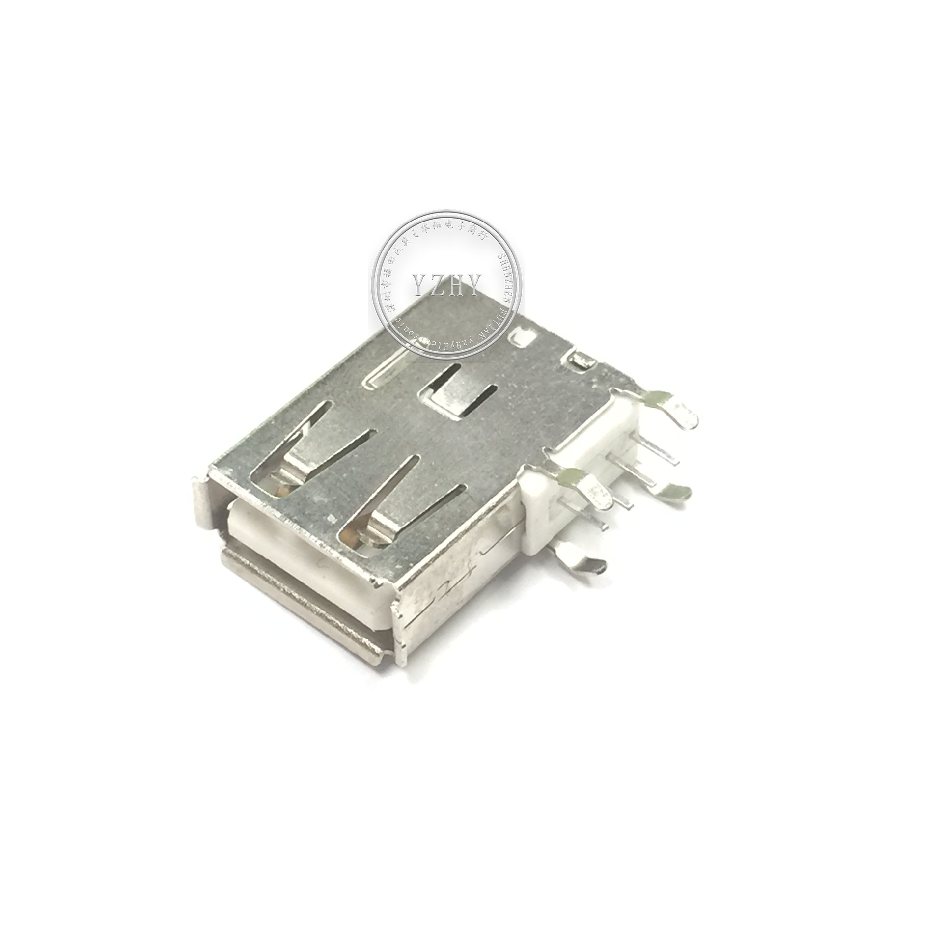 接插件usb-a型插头母头弯脚母座插座90度af侧插长体立式2.0有卷边
