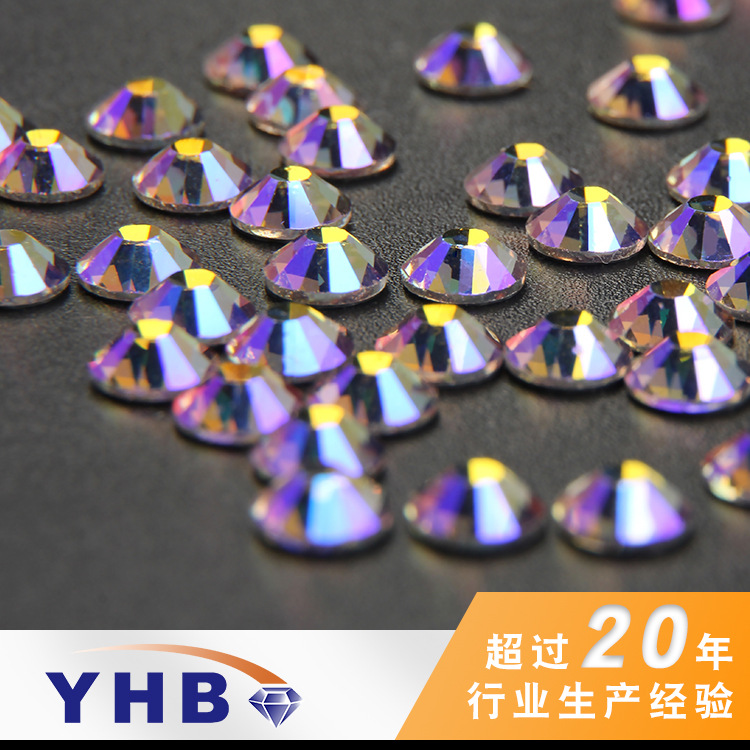 Swarovski Rhinestone Emulation Rubber Bottom Crystal Paradise Light Hot Drilling round Flat Bottom Nail Ornament Decorative Glass Drill DIY Beads