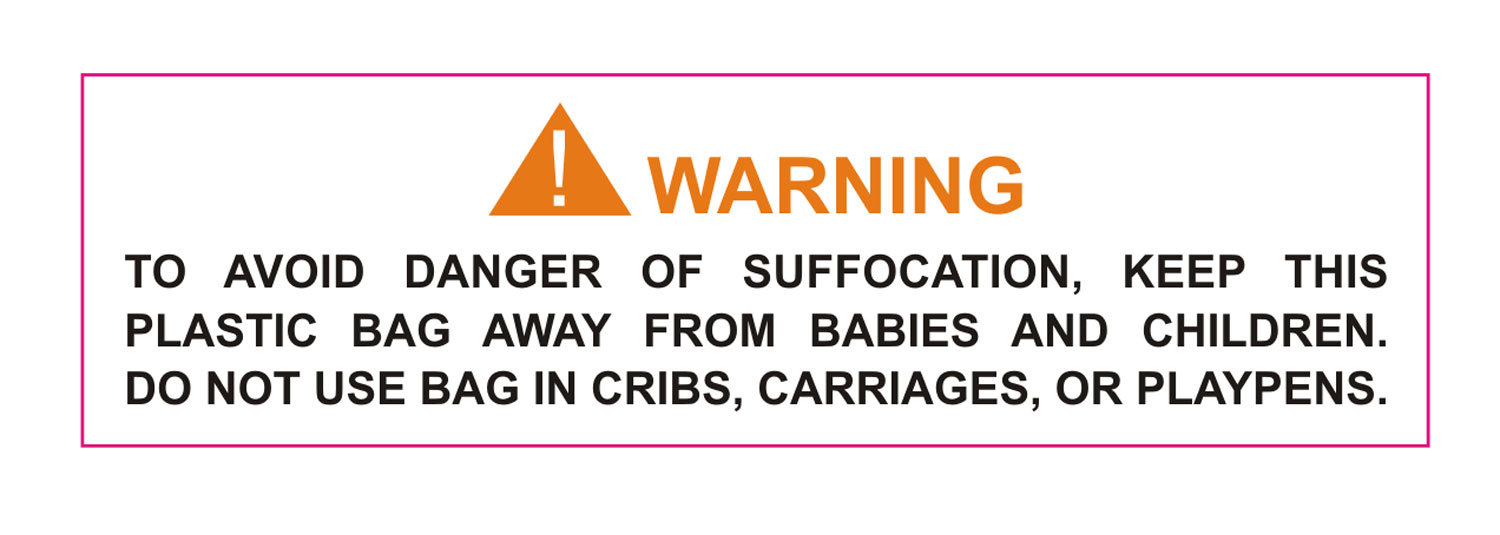 窒息警告透明标签 warning透明不干胶145*40mm